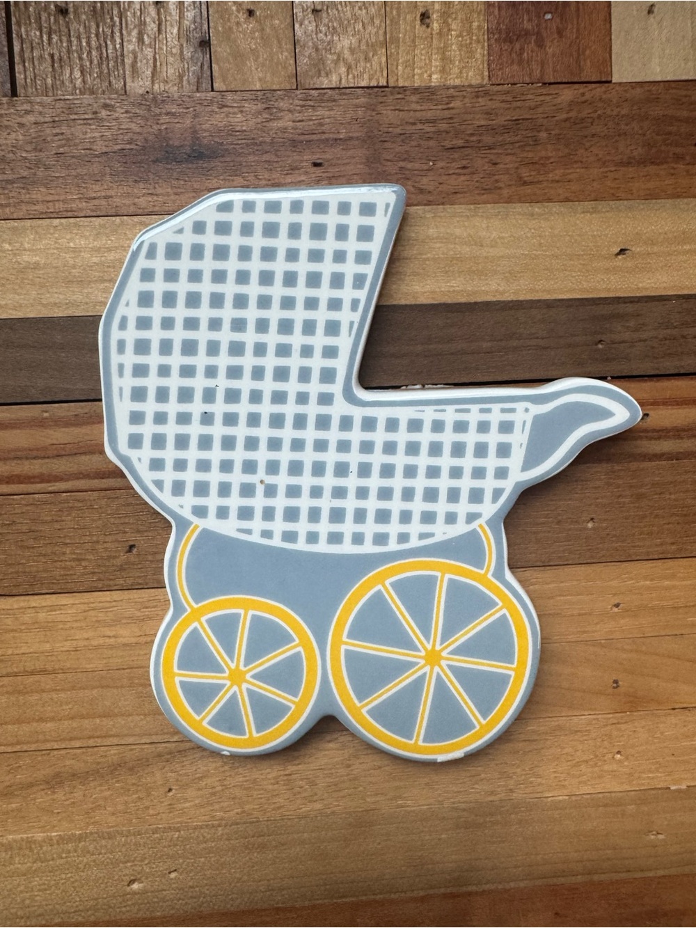 Coton Colors Gray & Yellow Baby Carriage Sticker